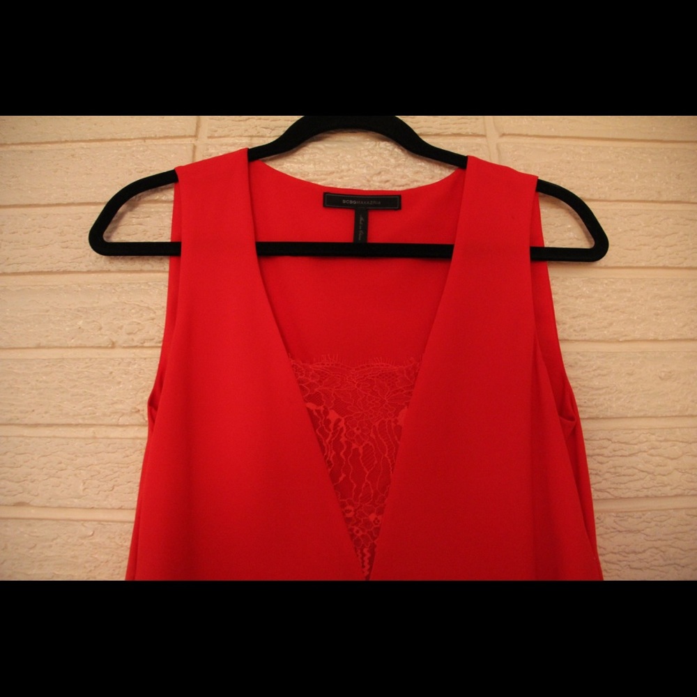 Red BCBGMaxAria dress w/ lace
